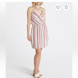 Market & Spruce Red and White Tiered Wrap Sundress size medium.